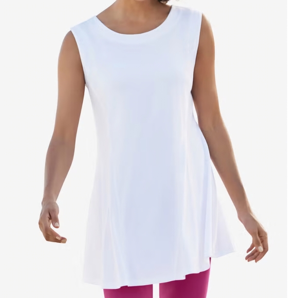 Woman Within - Sleeveless White and Navy Women's Tops, 1X 22-24 - Picture 5 of 7